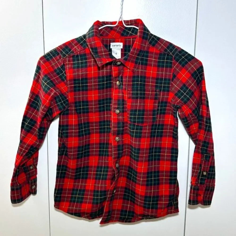 Carter's 100% Cotton Plaid Shirt Boys Size 6